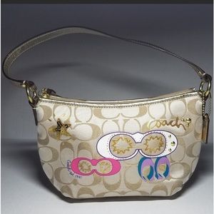 Coach Small Gold Poppy Graffiti Clutch